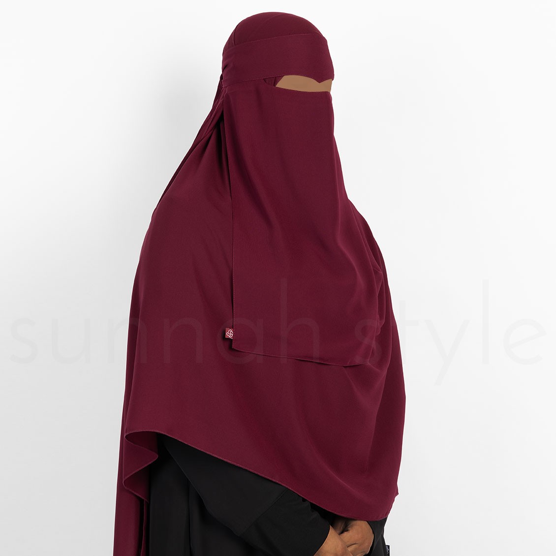 Sunnah Style One Layer Widows Peak Niqab Burgundy